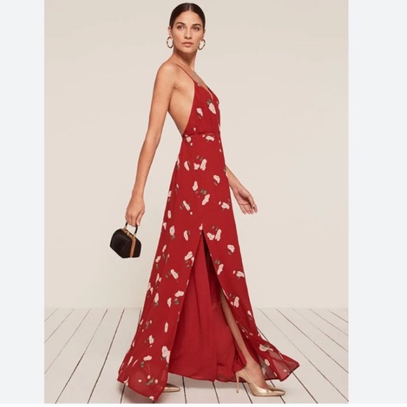 Reformation Dresses & Skirts - Reformation Red Estrella Opal Dress Floral Maxi XS